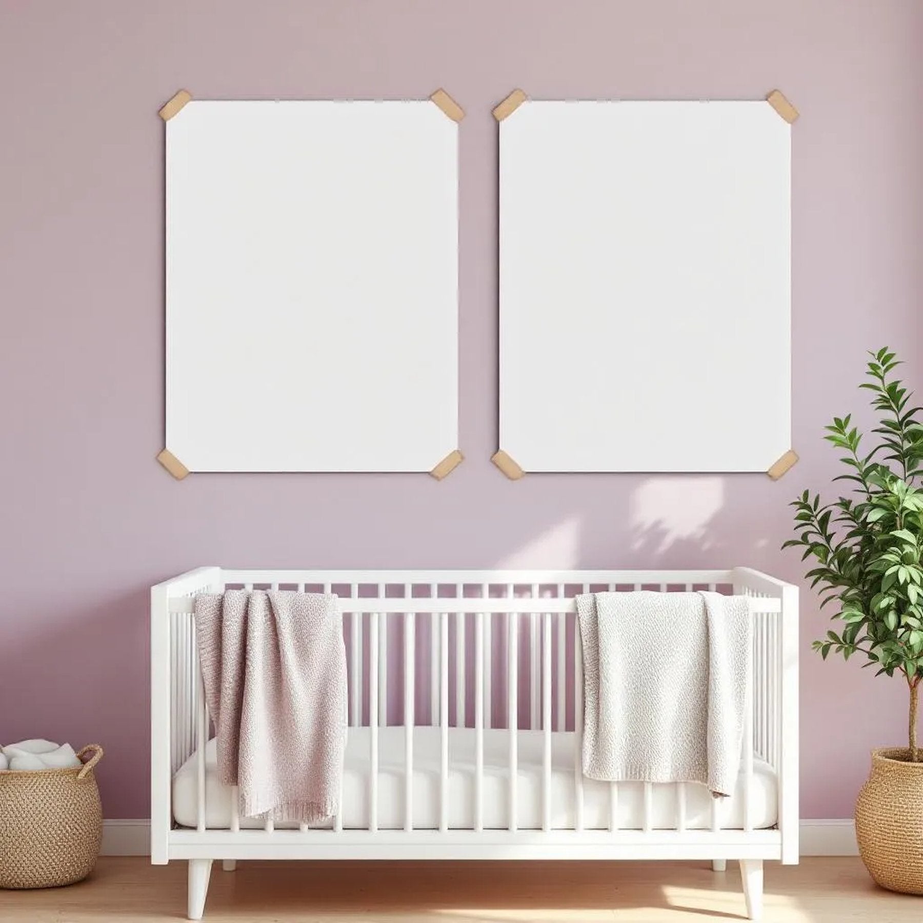 Nursery Frame Display Mockup — Plain Square Frame Portrait 2:3 — Perspective View — #03203 | MockupBulk