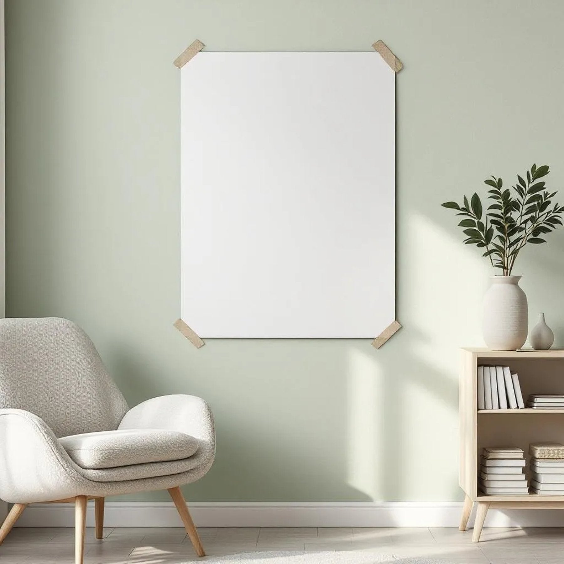 Scandinavian High-Res Frame Mockup — Plain Square Frame Portrait 2:3 — Perspective View — #03239 | MockupBulk