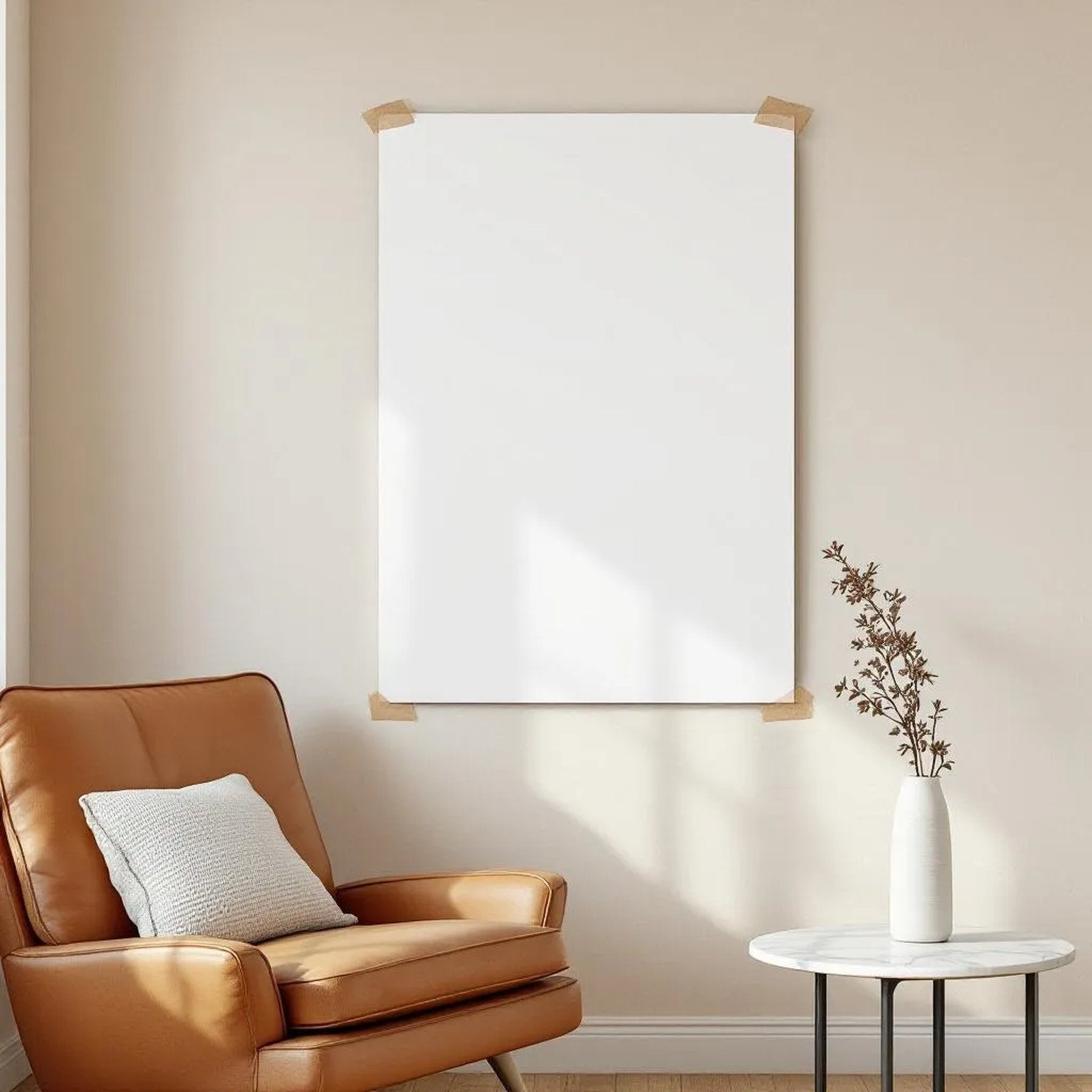 Scandinavian Professional Frame Mockup — Plain Square Frame Portrait 2:3 — Perspective View — #03240 | MockupBulk