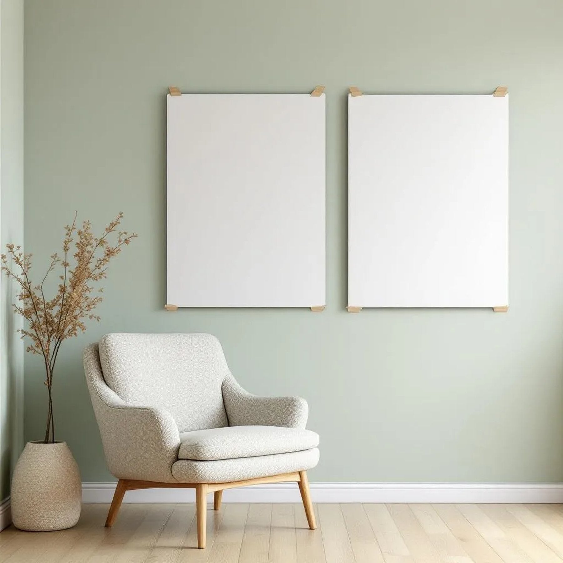 Scandinavian Editorial Room Mockup — Plain Square Frame Portrait 2:3 — Perspective View — #03242 | MockupBulk