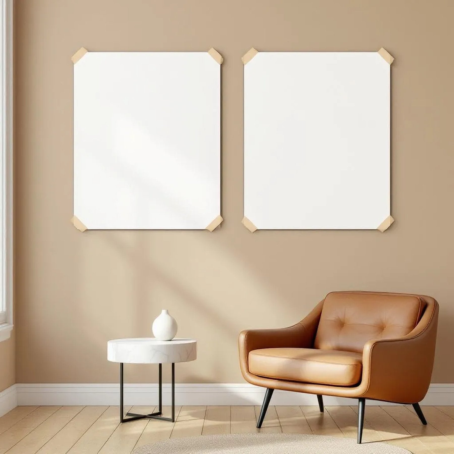Scandinavian Frame Display Mockup — Plain Square Frame Portrait 2:3 — Perspective View — #03243 | MockupBulk
