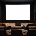 No P Home Theater Dark Room Projector Mockup | PNG Mockup Template | bulkmockup | For App & Web Designers | MockupBulk