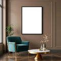 Art Deco Premium Interior Mockup — Plain Square Frame Portrait 2:3 — Perspective View — #02049 | MockupBulk