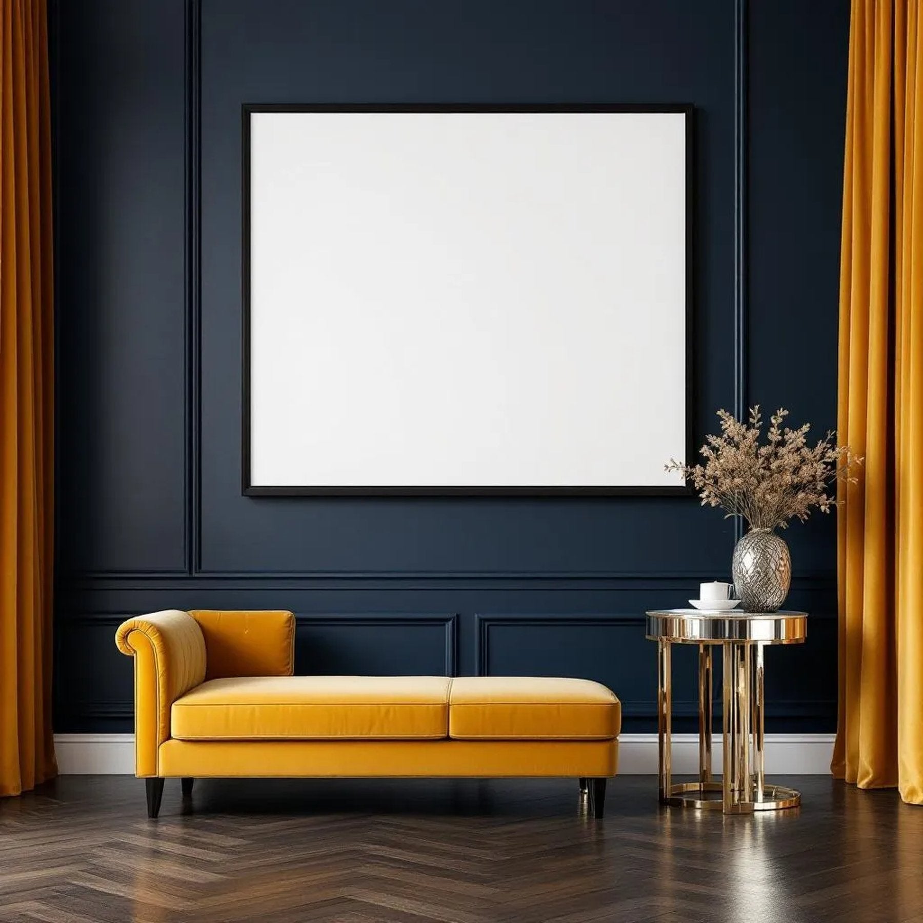 Art Deco Styled Room Mockup — Plain Square Frame Square 1:1 — Perspective View — #02054 | MockupBulk
