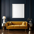 Art Deco Room Scene Mockup — Plain Square Frame Portrait 2:3 — Perspective View — #02057 | MockupBulk