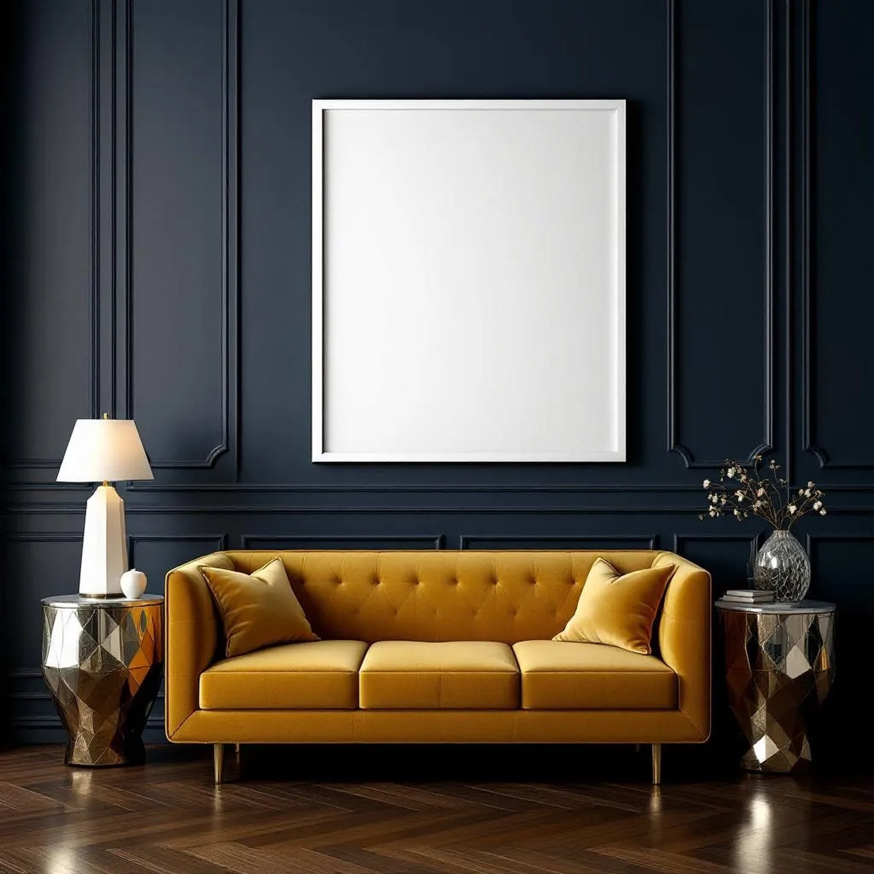 Art Deco Room Scene Mockup — Plain Square Frame Portrait 2:3 — Perspective View — #02057 | MockupBulk