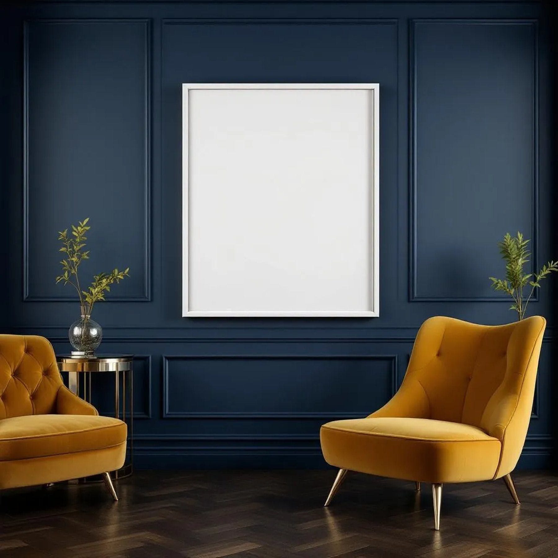 Art Deco Frame Display Mockup — Plain Square Frame Landscape 3:4 — Perspective View — #02060 | MockupBulk