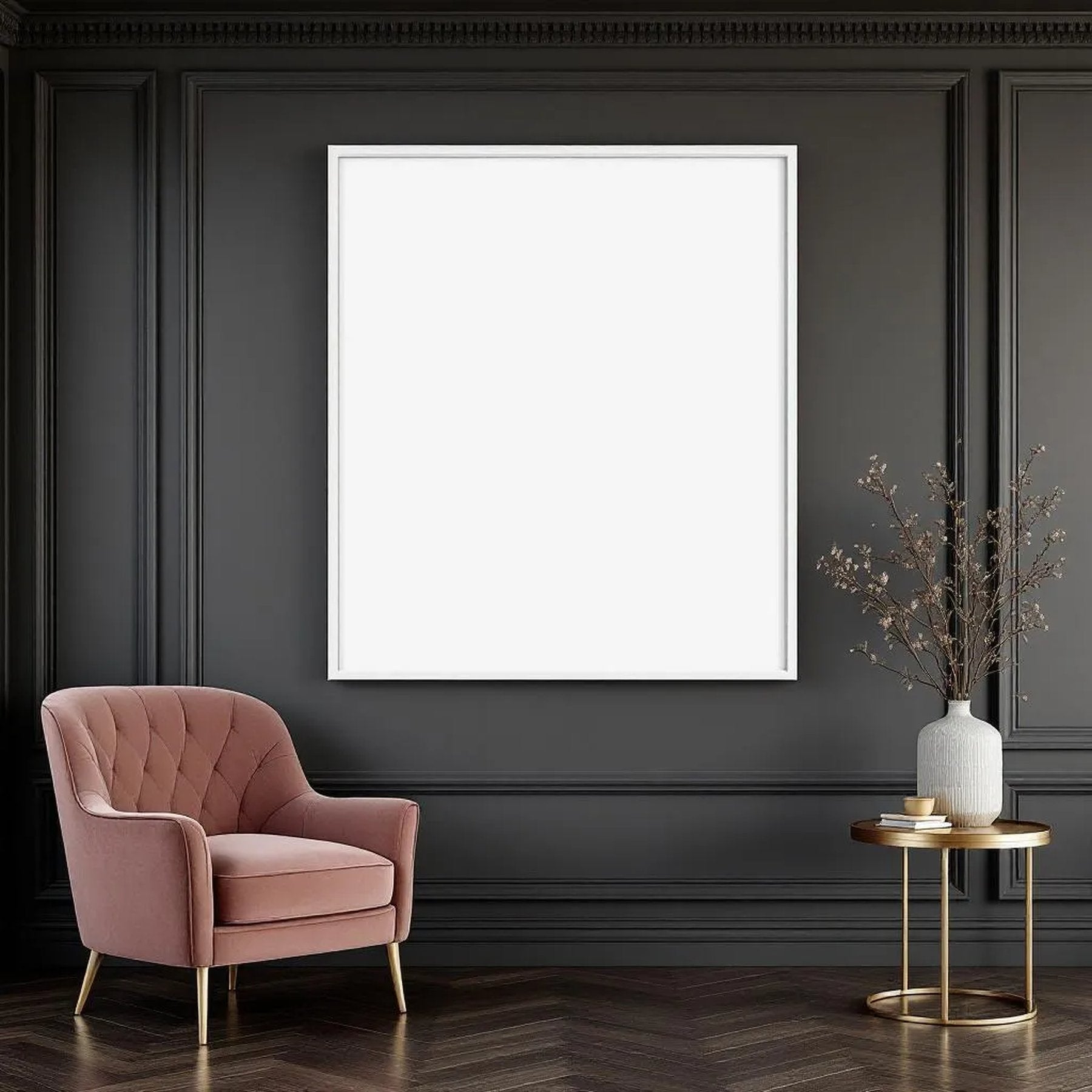 Art Deco High-Res Frame Mockup — Plain Square Frame Portrait 4:5 — Perspective View — #02062 | MockupBulk