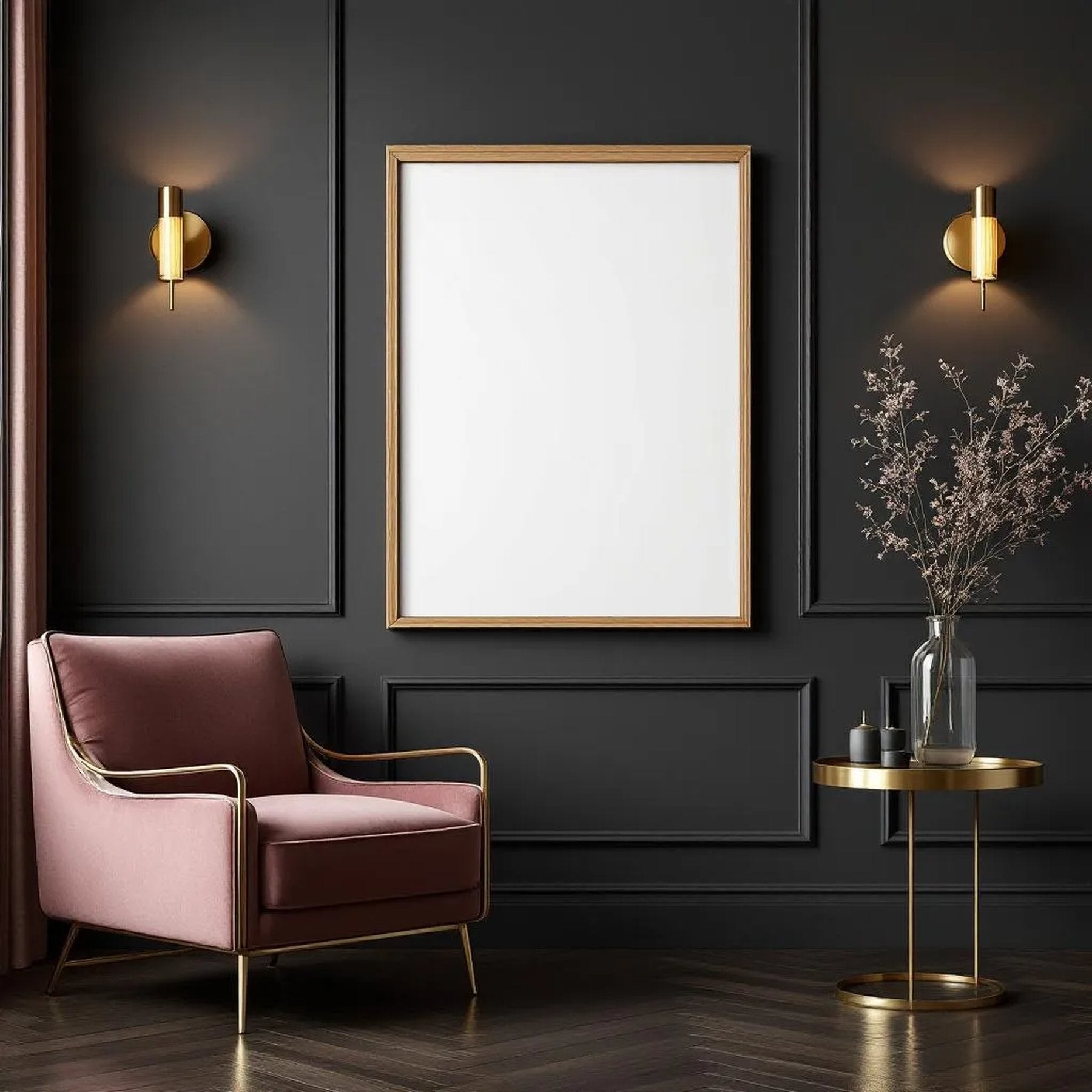Art Deco High-Res Frame Mockup — Plain Square Frame Landscape 3:4 — Perspective View — #02068 | MockupBulk