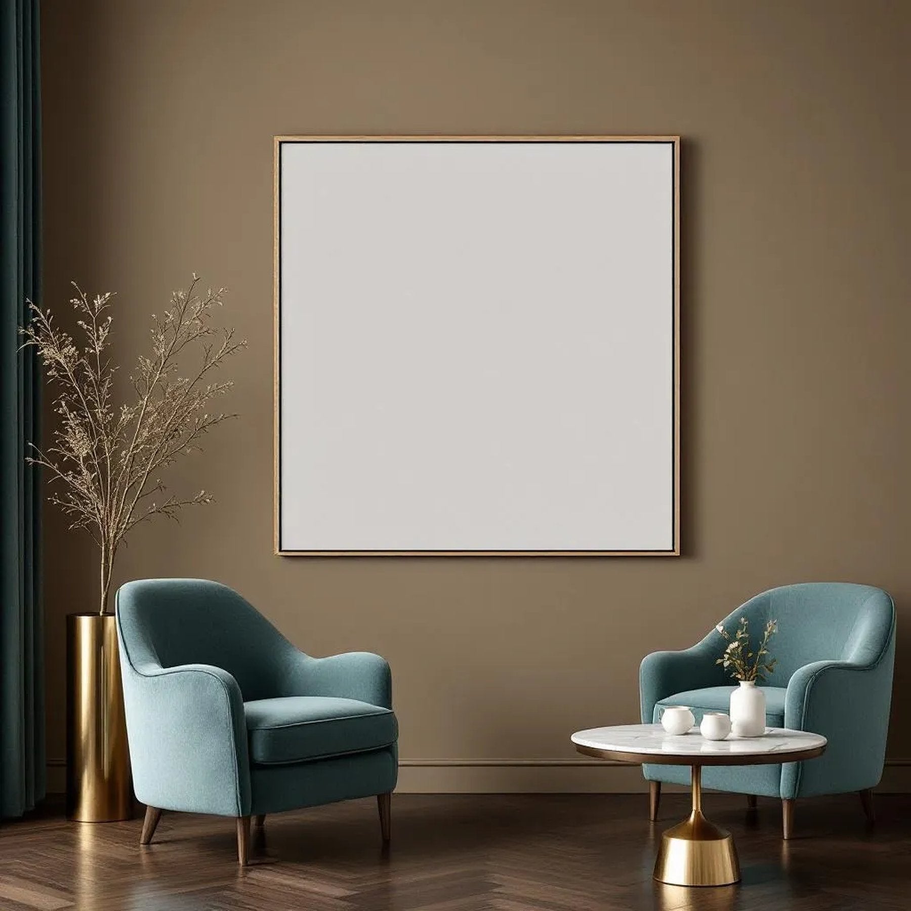 Art Deco Frame Display Mockup — Plain Square Frame Square 1:1 — Perspective View — #02070 | MockupBulk