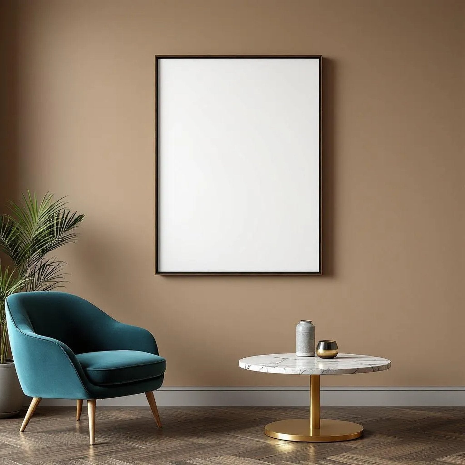 Art Deco Frame Display Mockup — Plain Square Frame Portrait 2:3 — Perspective View — #02073 | MockupBulk