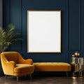 Art Deco Premium Interior Mockup — Plain Square Frame Landscape 11x14 — Perspective View — #02081 | MockupBulk