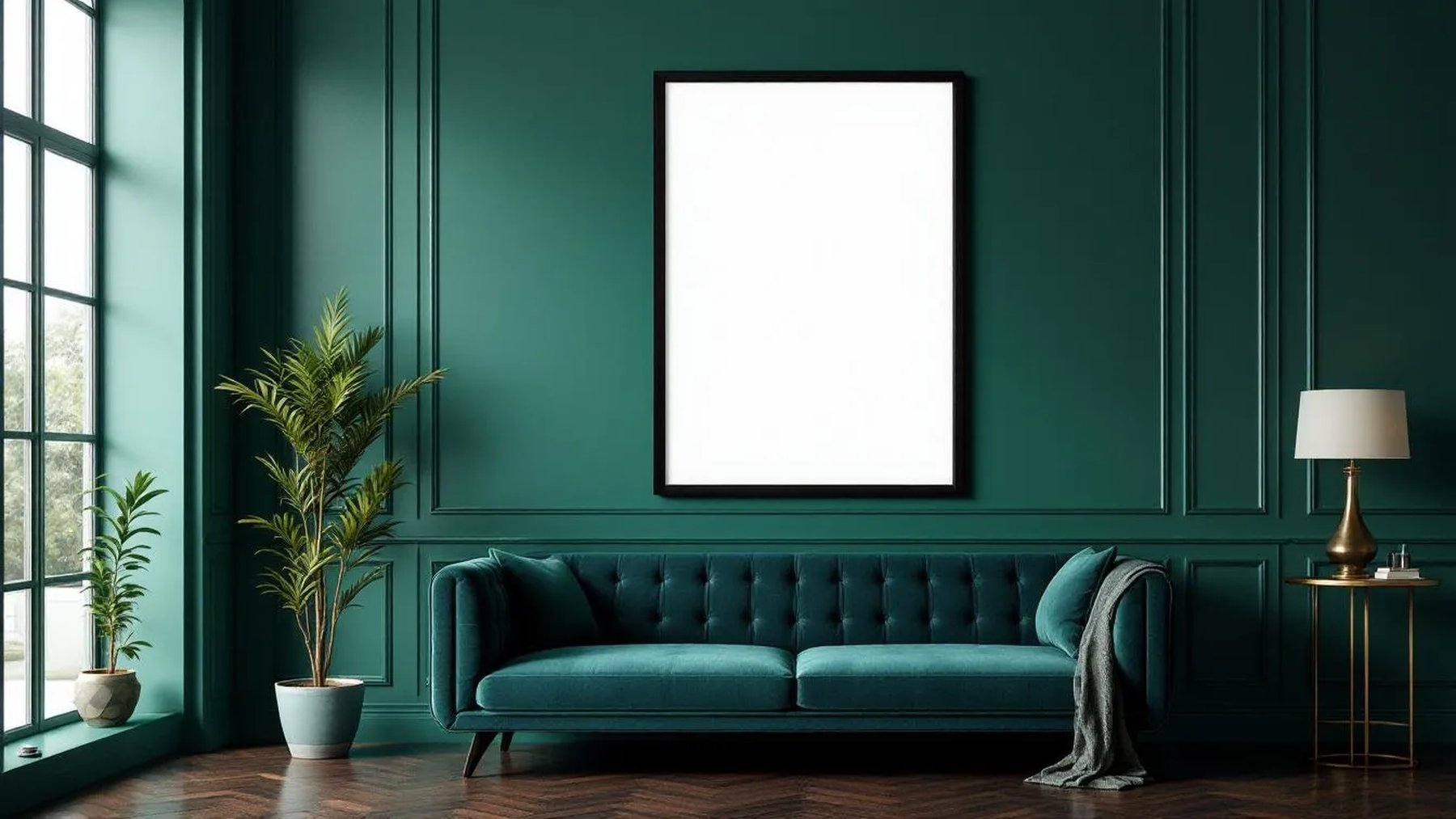 Art Deco Frame Display Mockup — Matte Black Frame A-Series (A4 / A3) — Perspective View — #04373 | MockupBulk