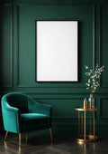 Art Deco Wall Art Mockup — Matte Black Frame Portrait 2:3 — Perspective View — #04377 | MockupBulk