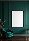 Art Deco Frame Display Mockup — Matte Black Frame A-Series (A4 / A3) — Perspective View — #04380 | MockupBulk