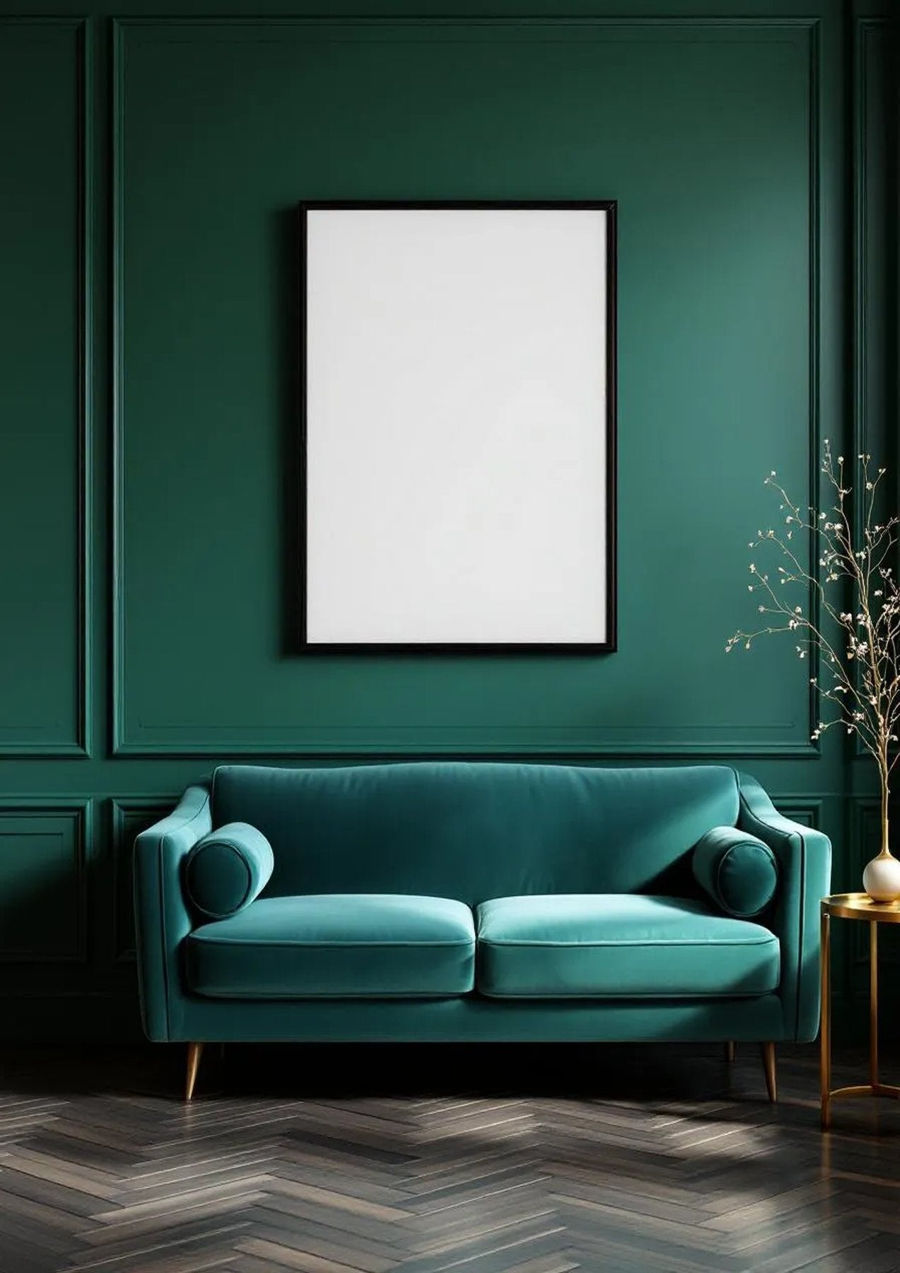Art Deco High-Res Frame Mockup — Matte Black Frame Portrait 2:3 — Perspective View — #04383 | MockupBulk