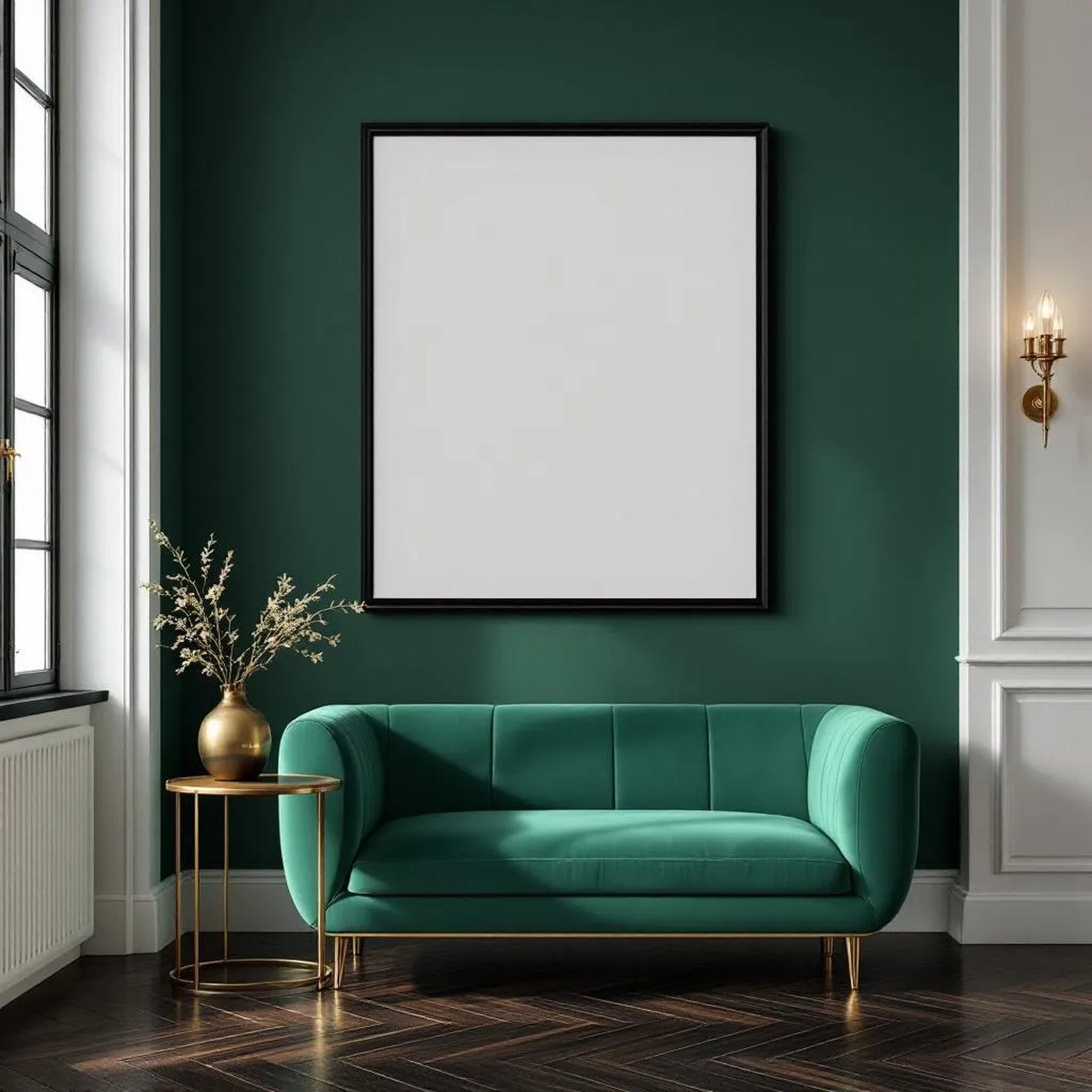 Art Deco Styled Room Mockup — Plain Square Frame Portrait 2:3 — Perspective View — #04384 | MockupBulk