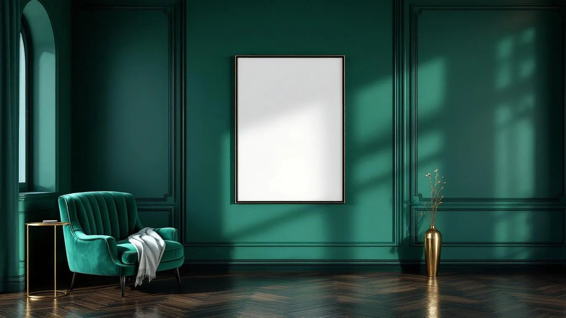 Art Deco Interior Frame Mockup — Matte Black Frame Square 1:1 — Perspective View — #04385 | MockupBulk