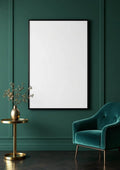 Art Deco Lifestyle Frame Mockup — Matte Black Frame Portrait 2:3 — Perspective View — #04386 | MockupBulk
