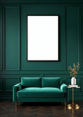 Art Deco Frame Display Mockup — Matte Black Frame Portrait 2:3 — Perspective View — #04389 | MockupBulk