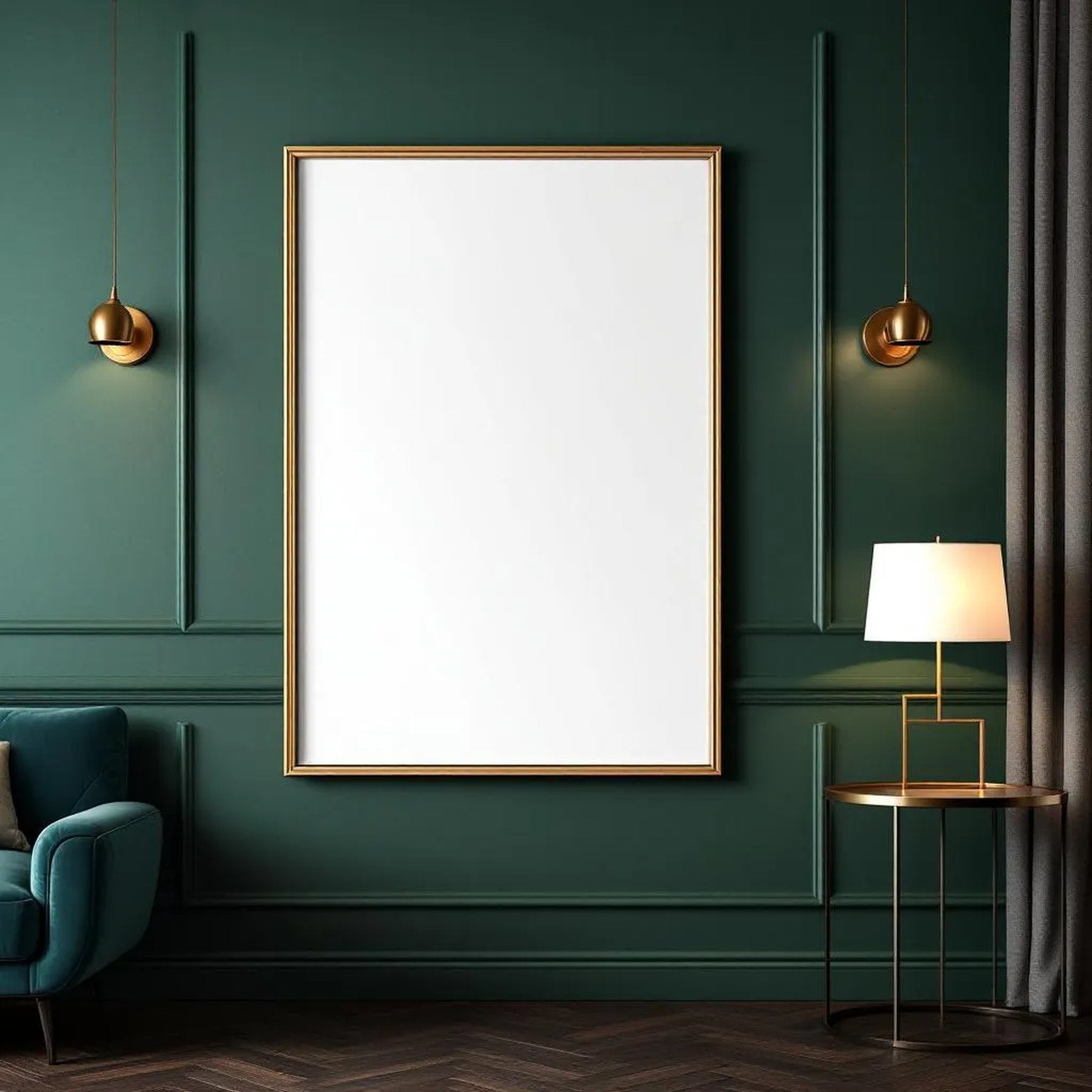 Art Deco Lifestyle Frame Mockup — Plain Square Frame Portrait 2:3 — Perspective View — #04390 | MockupBulk