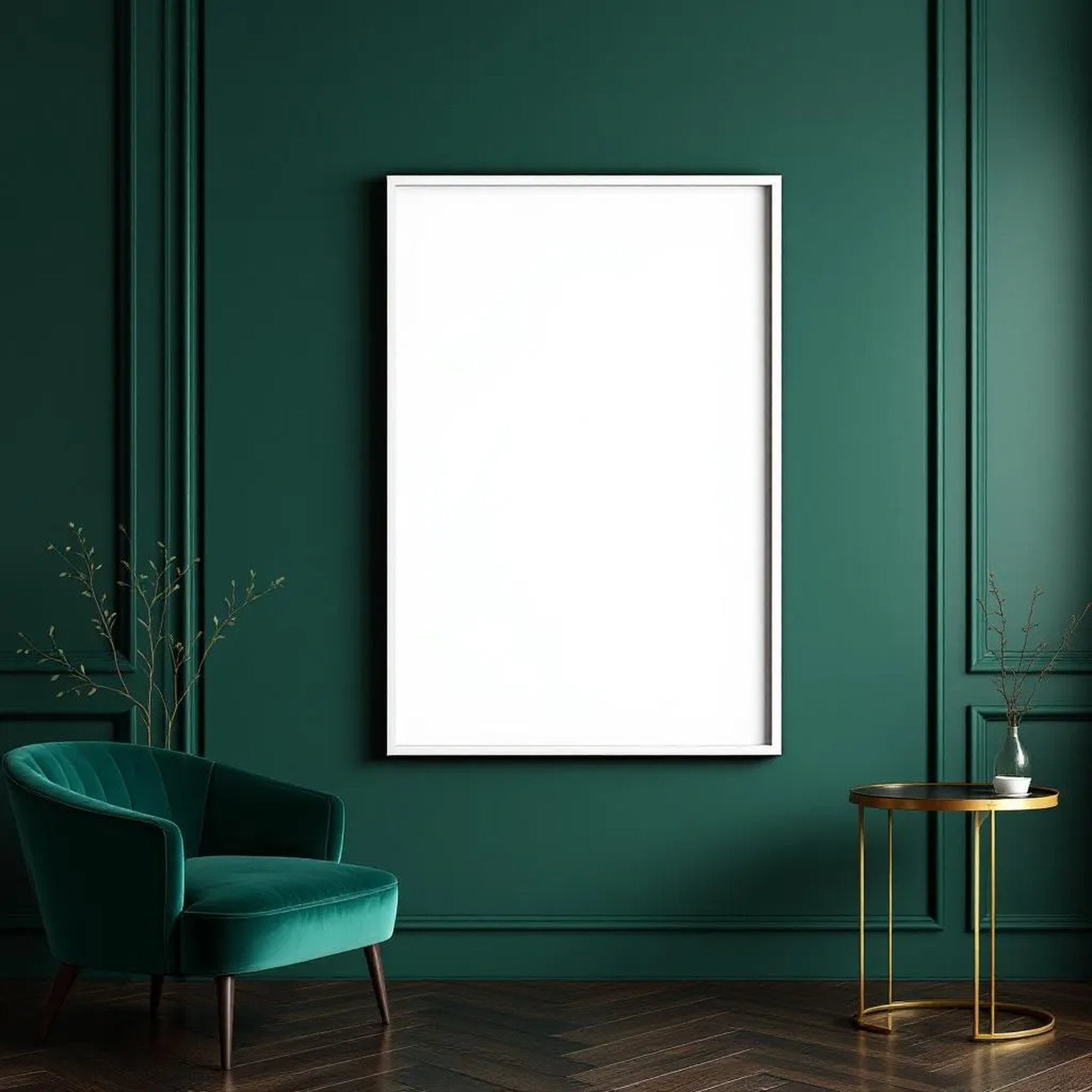 Art Deco Interior Frame Mockup — Plain Square Frame Portrait 2:3 — Perspective View — #04396 | MockupBulk