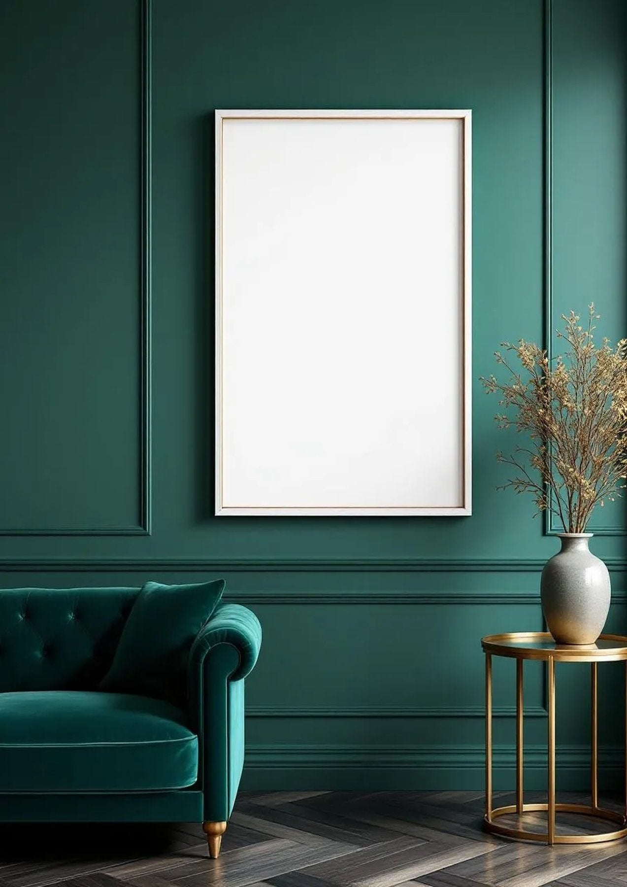 Art Deco Styled Room Mockup — White Frame Portrait 2:3 — Perspective View — #04398 | MockupBulk