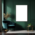 Art Deco Editorial Room Mockup — Plain Square Frame Portrait 2:3 — Perspective View — #04399 | MockupBulk