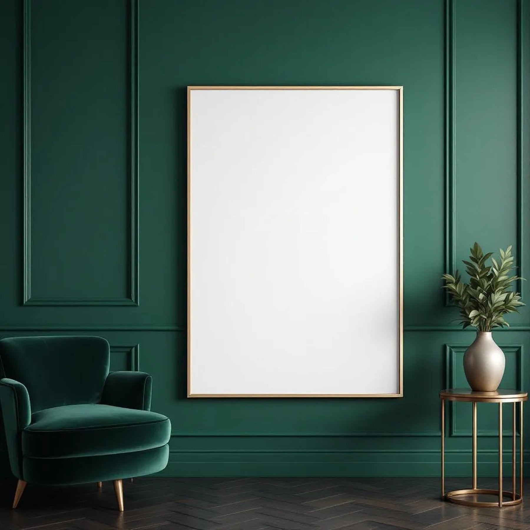 Art Deco Editorial Room Mockup — Plain Square Frame Portrait 2:3 — Perspective View — #04402 | MockupBulk