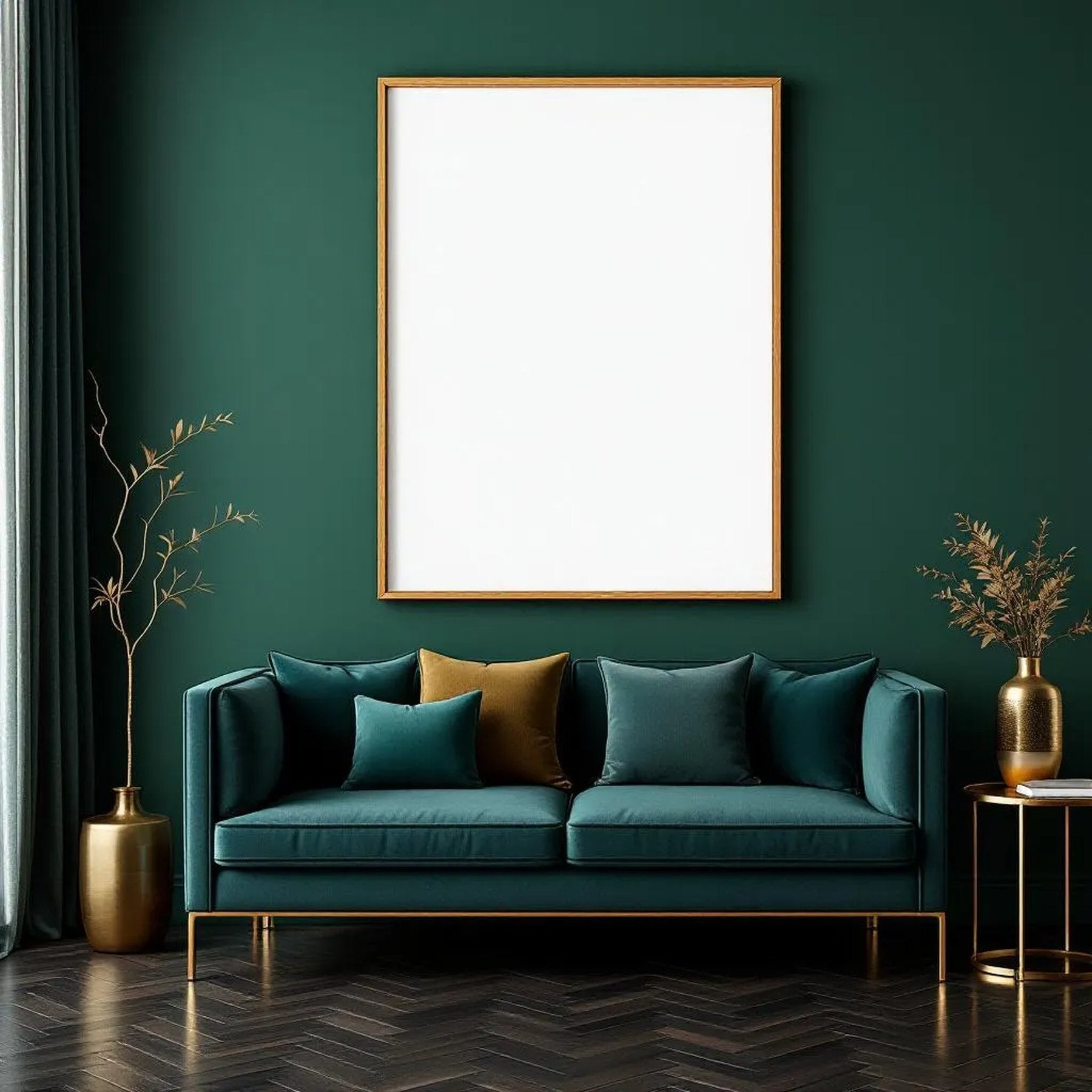 Art Deco Wall Art Mockup — Plain Square Frame Landscape 3:4 — Perspective View — #04411 | MockupBulk
