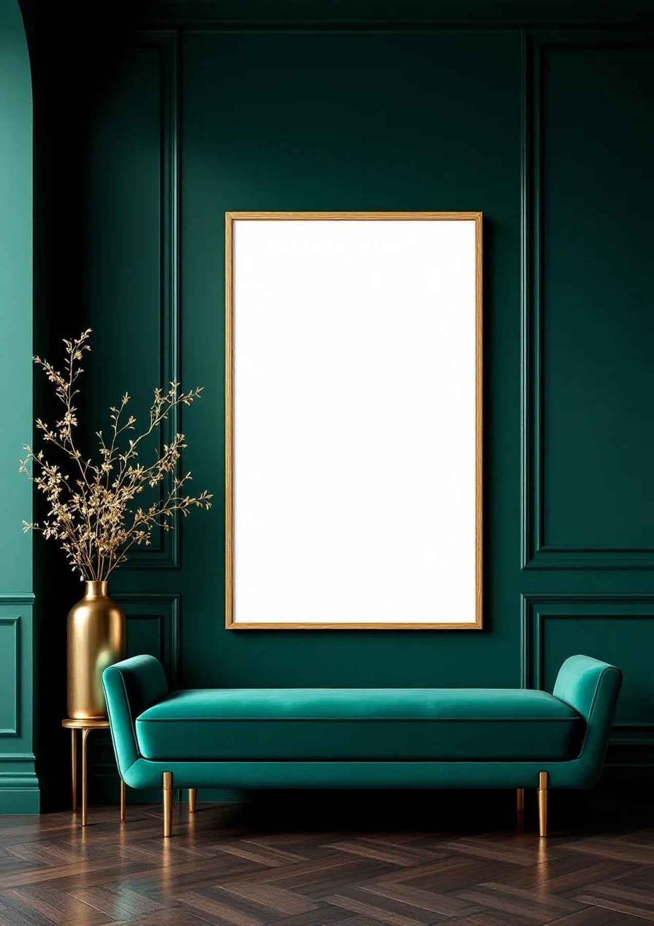 Art Deco High-Res Frame Mockup — Natural Oak Frame Portrait 2:3 — Perspective View — #04413 | MockupBulk