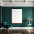 Art Deco Styled Room Mockup — Plain Square Frame Portrait 2:3 — Perspective View — #04417 | MockupBulk