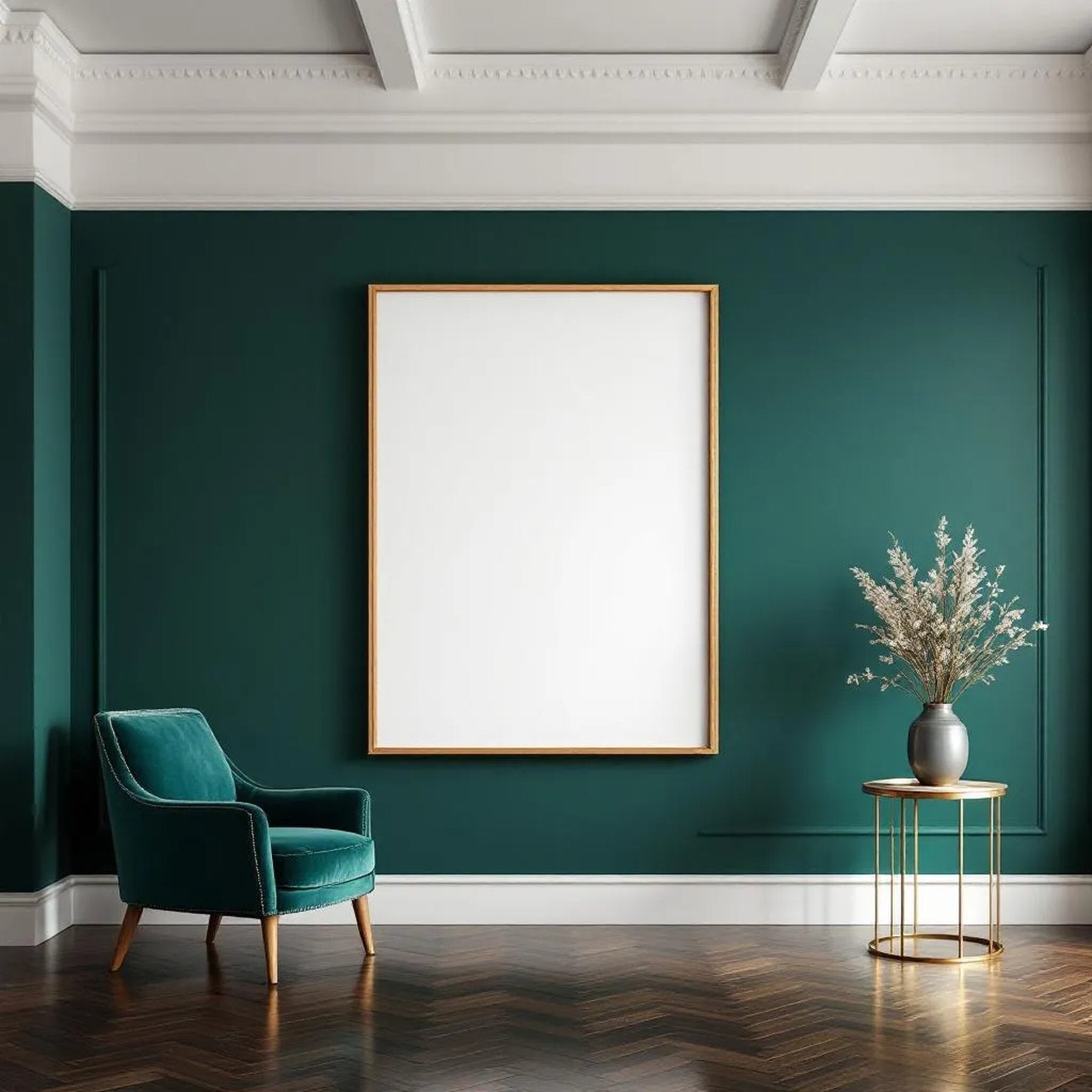 Art Deco Styled Room Mockup — Plain Square Frame Portrait 2:3 — Perspective View — #04417 | MockupBulk
