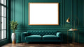 Art Deco Editorial Room Mockup — Natural Oak Frame Square 1:1 — Perspective View — #04421 | MockupBulk
