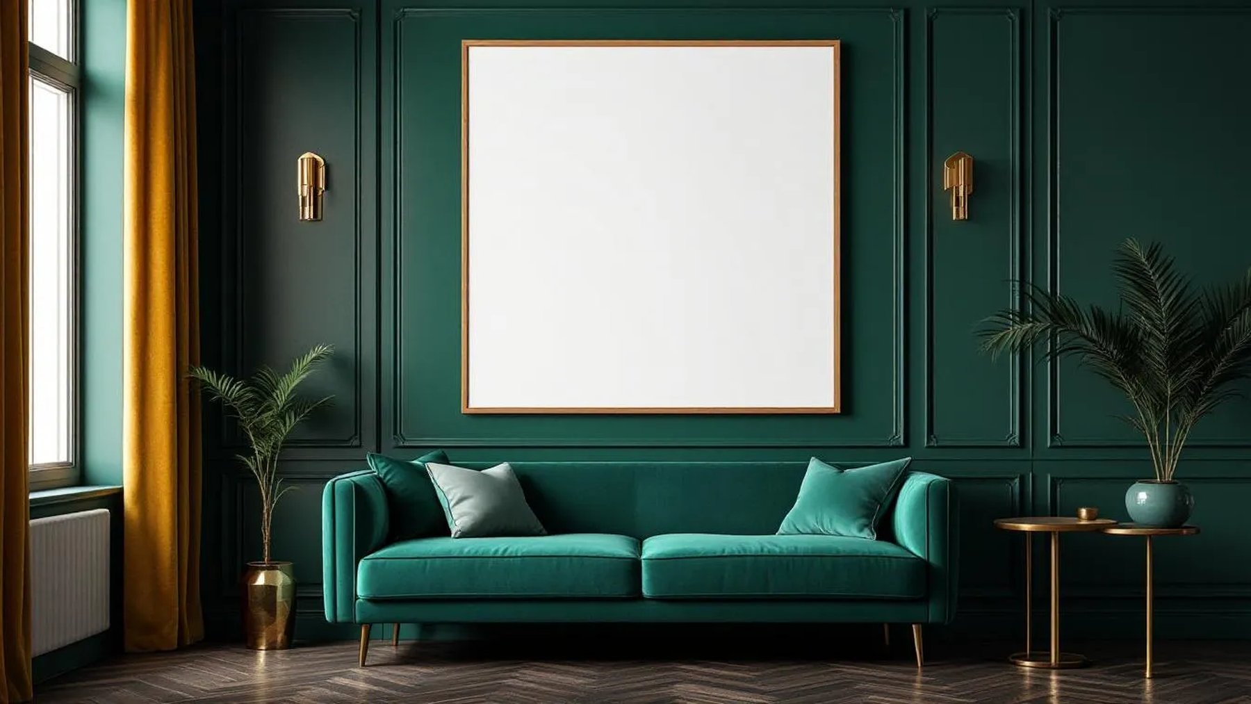 Art Deco High-Res Frame Mockup — Natural Oak Frame Square 1:1 — Perspective View — #04424 | MockupBulk