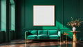 Art Deco Lifestyle Frame Mockup — Natural Oak Frame Square 1:1 — Perspective View — #04427 | MockupBulk