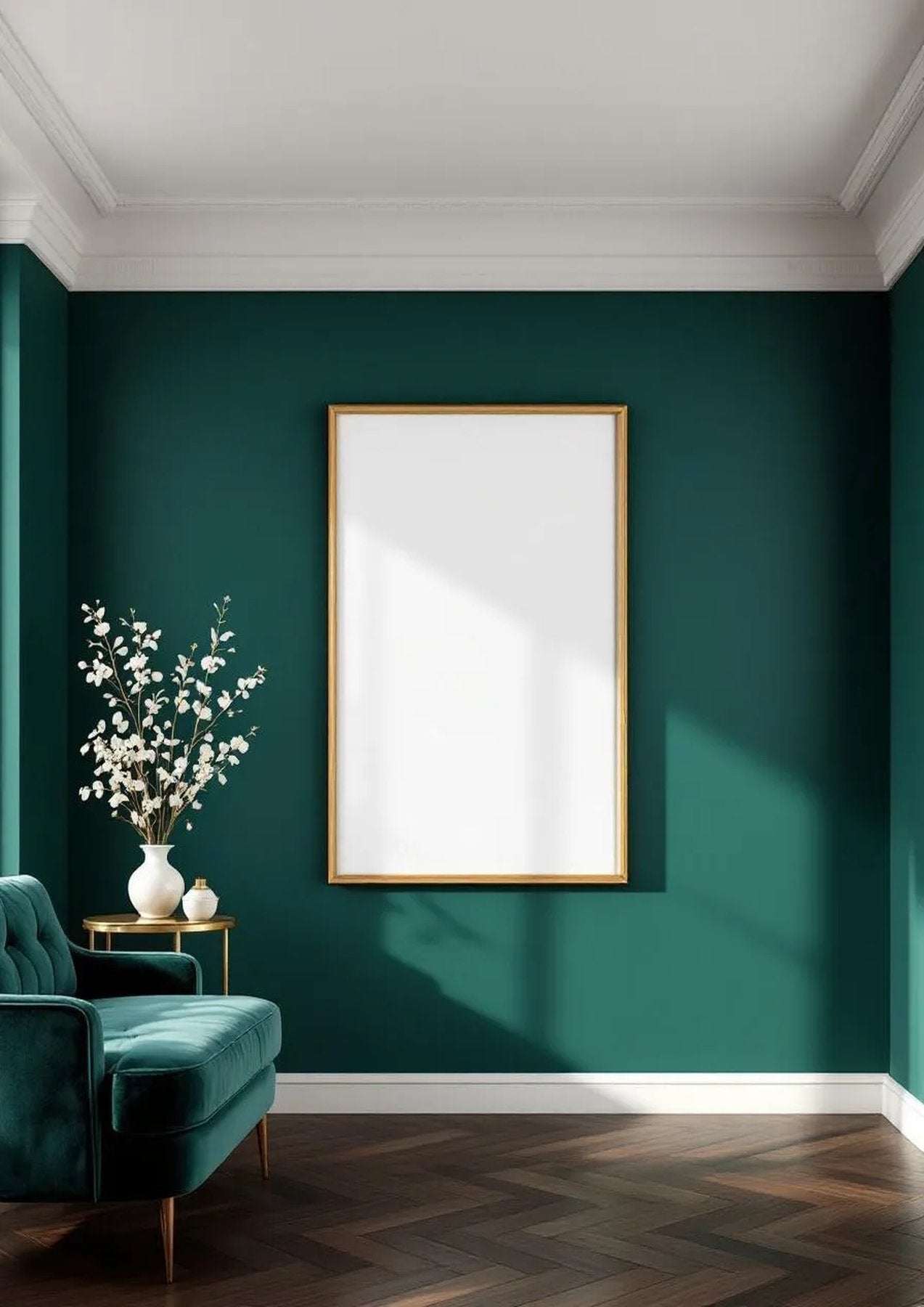 Art Deco High-Res Frame Mockup — Natural Oak Frame Portrait 2:3 — Perspective View — #04428 | MockupBulk