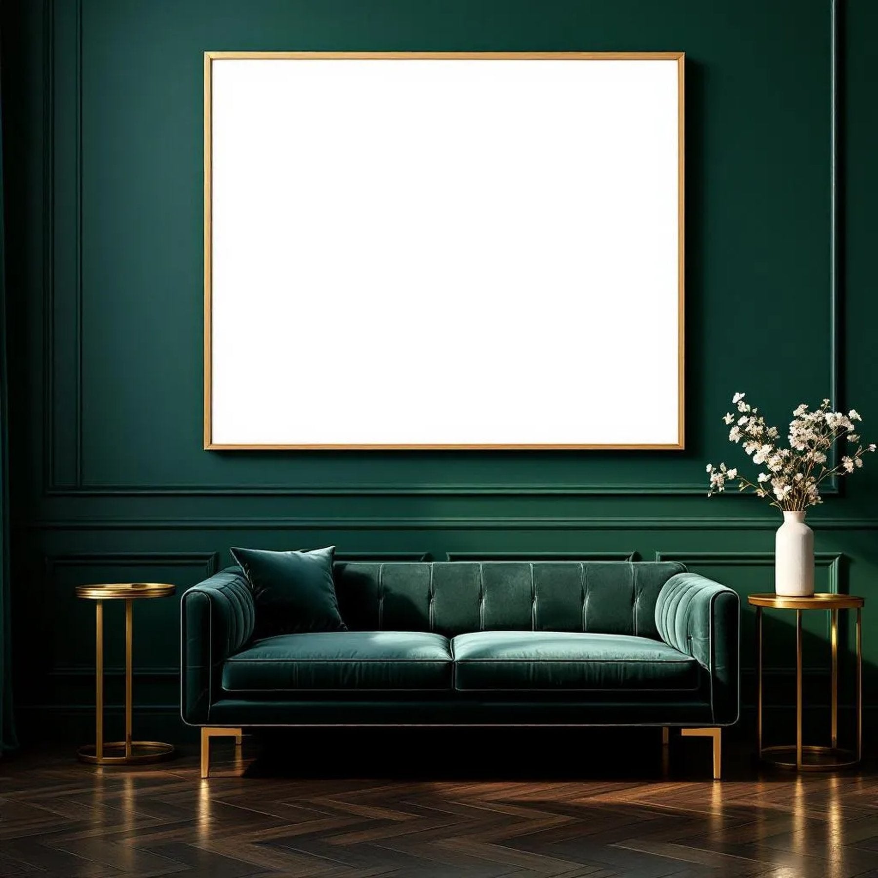 Art Deco Styled Room Mockup — Plain Square Frame Square 1:1 — Perspective View — #04429 | MockupBulk