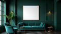 Art Deco Interior Frame Mockup — Natural Oak Frame Square 1:1 — Perspective View — #04430 | MockupBulk
