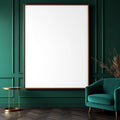 Art Deco Styled Room Mockup — Plain Square Frame Landscape 3:4 — Perspective View — #04432 | MockupBulk