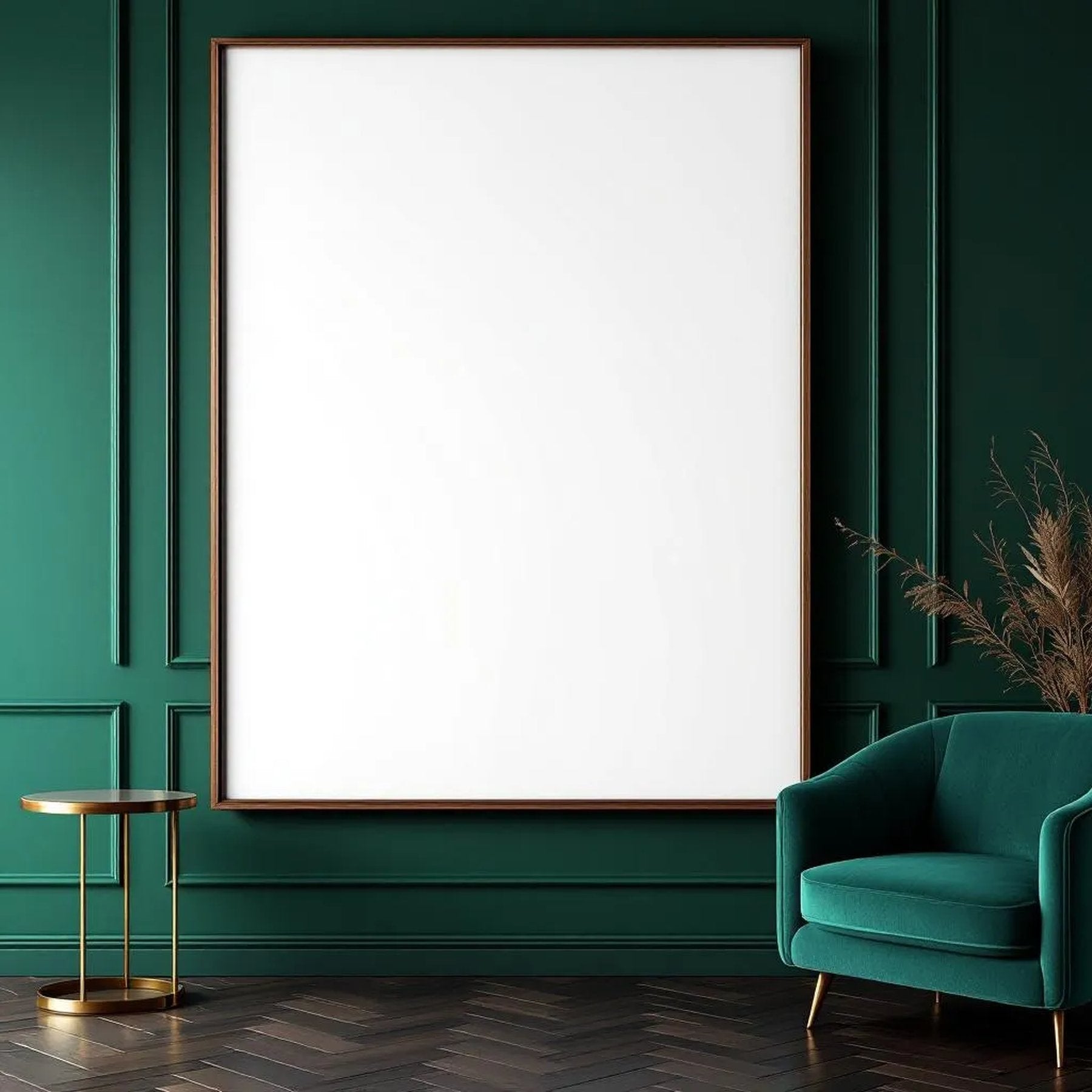 Art Deco Styled Room Mockup — Plain Square Frame Landscape 3:4 — Perspective View — #04432 | MockupBulk