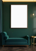 Art Deco Wall Art Mockup — Walnut Frame Portrait 2:3 — Perspective View — #04434 | MockupBulk