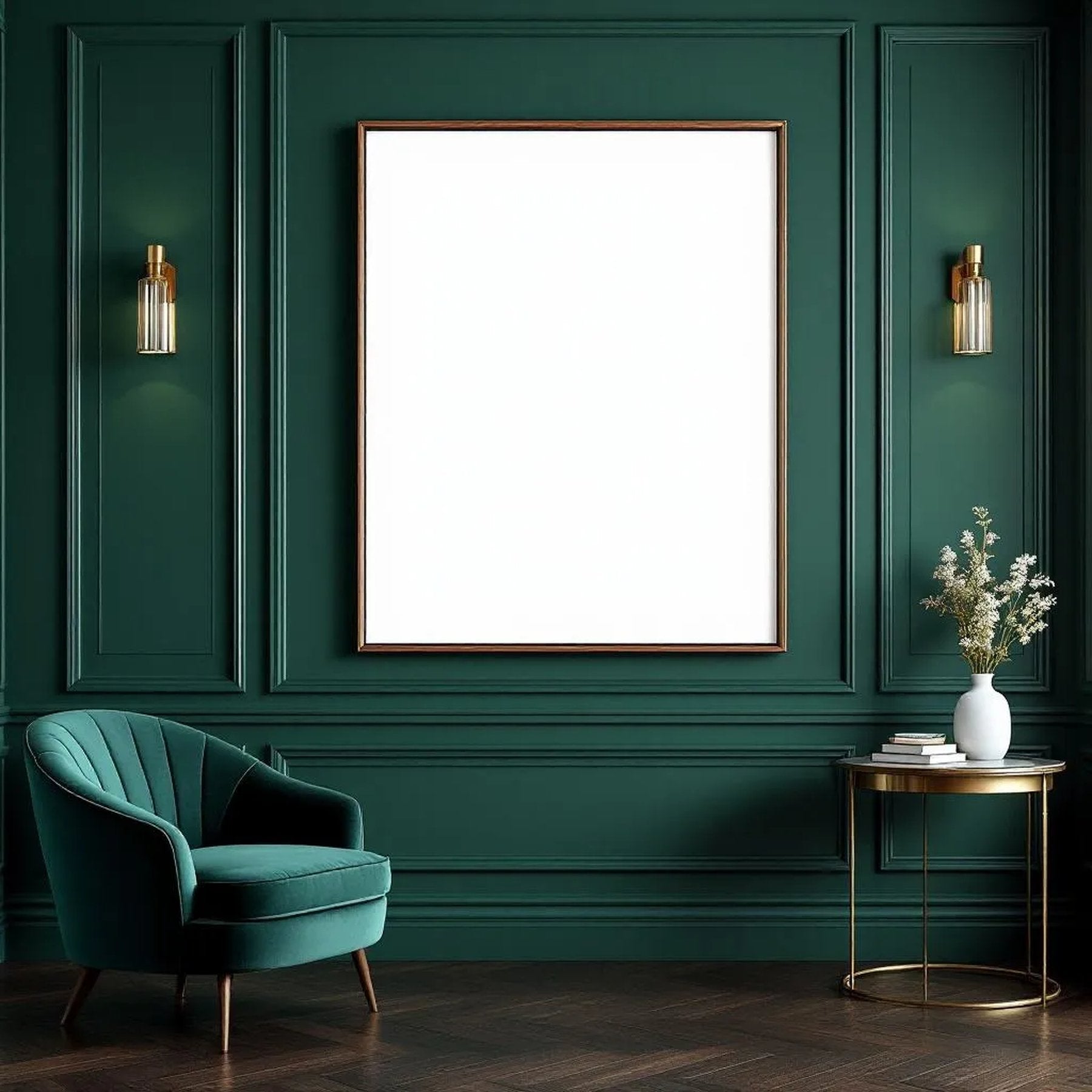 Art Deco Interior Frame Mockup — Plain Square Frame Landscape 11x14 — Perspective View — #04435 | MockupBulk