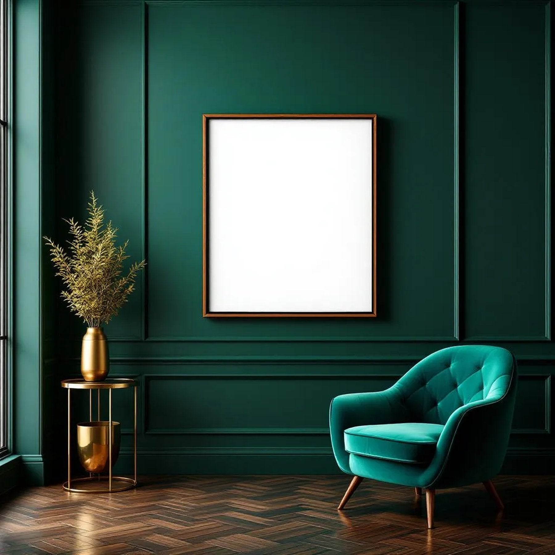 Art Deco Lifestyle Frame Mockup — Plain Square Frame Portrait 4:5 — Perspective View — #04438 | MockupBulk