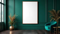 Art Deco Frame Display Mockup — Walnut Frame Portrait 2:3 — Perspective View — #04442 | MockupBulk
