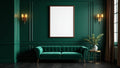 Art Deco Premium Interior Mockup — Walnut Frame Landscape 3:4 — Perspective View — #04445 | MockupBulk