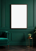 Art Deco Frame Display Mockup — Walnut Frame Portrait 2:3 — Perspective View — #04446 | MockupBulk