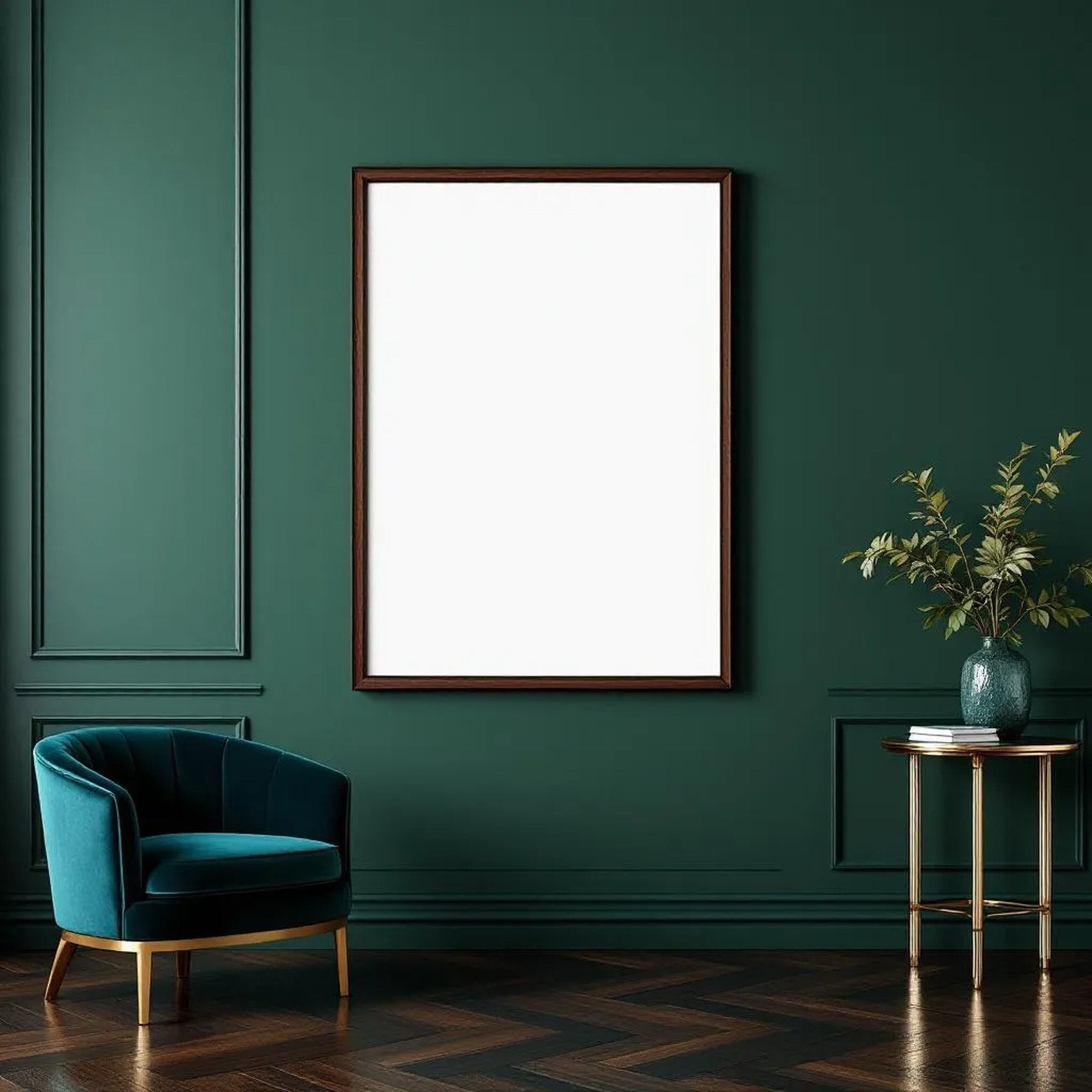 Art Deco Styled Room Mockup — Plain Square Frame A-Series (A4 / A3) — Perspective View — #04447 | MockupBulk