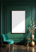 Art Deco High-Res Frame Mockup — Walnut Frame Portrait 2:3 — Perspective View — #04449 | MockupBulk