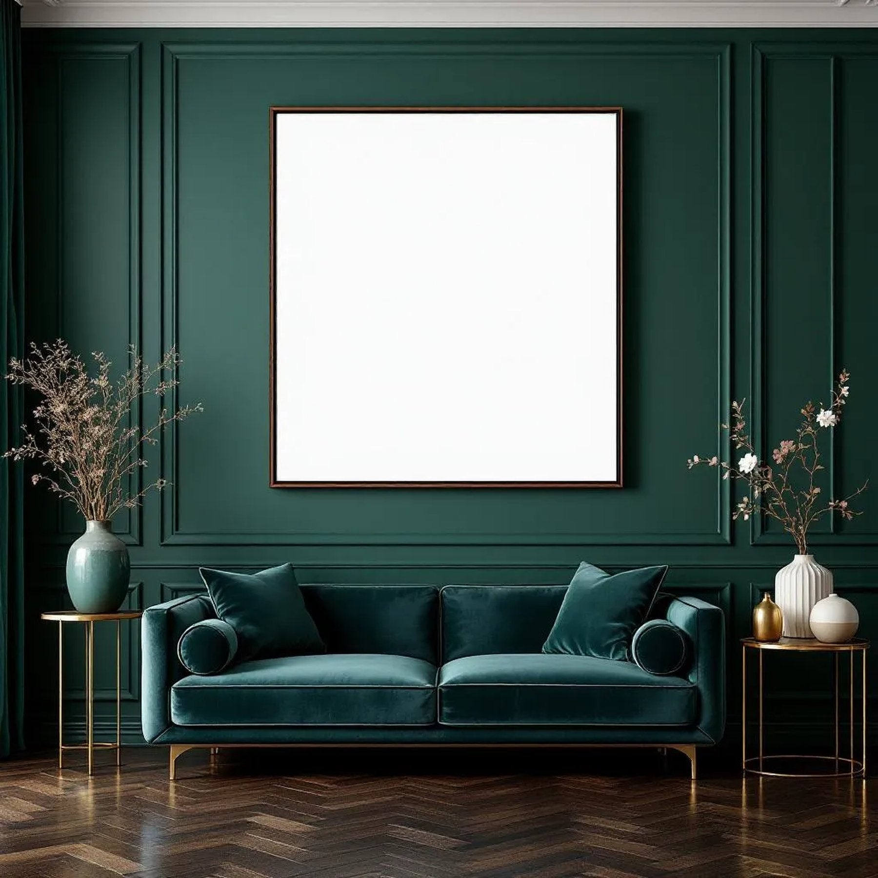 Art Deco Wall Art Mockup — Plain Square Frame Square 1:1 — Perspective View — #04450 | MockupBulk